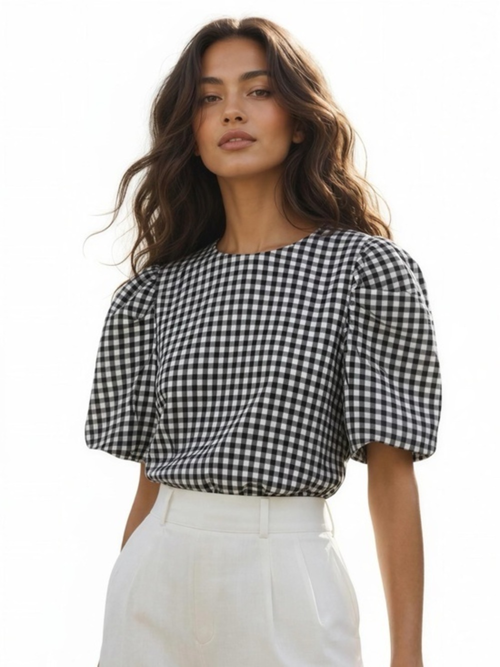 Calvin Klein Gingham Black and White Blouse